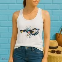 Floral Lobster Silhouette Graphic Women's Tank Top thumb 2