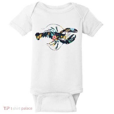 Floral Lobster Silhouette Graphic Baby Bodysuit