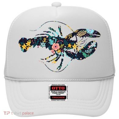 Floral Lobster Silhouette Graphic Hat