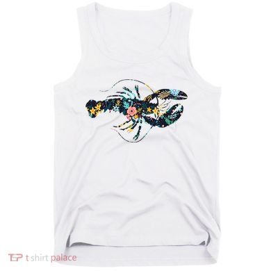 Floral Lobster Silhouette Graphic Tank Top