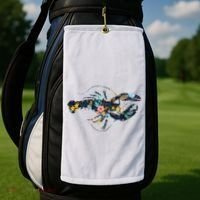 Floral Lobster Silhouette Graphic Golf Towel thumb 2