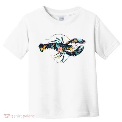 Floral Lobster Silhouette Graphic Toddler T-Shirt