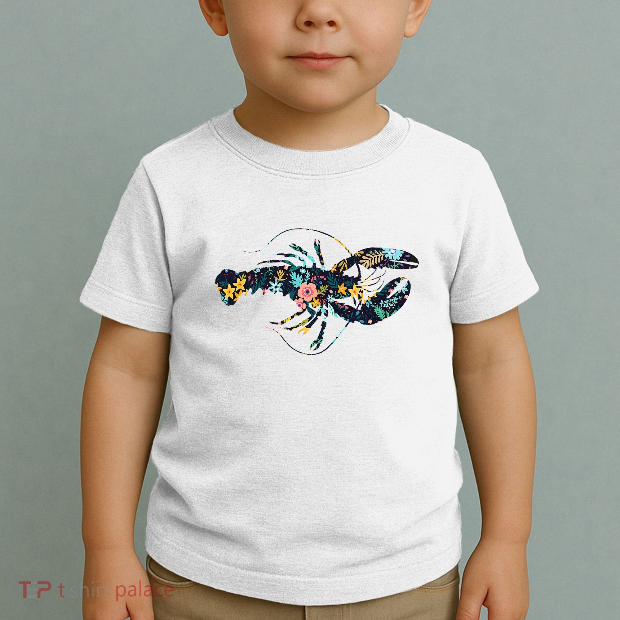 Floral Lobster Silhouette Graphic Toddler T-Shirt