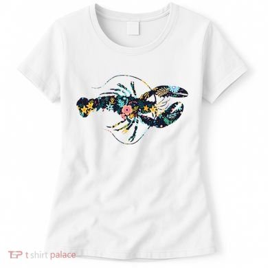 Floral Lobster Silhouette Graphic Women's T-Shirt