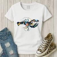 Floral Lobster Silhouette Graphic Women's T-Shirt thumb 3