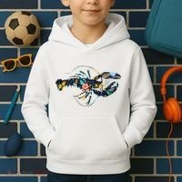 Floral Lobster Silhouette Graphic Kids Hoodie thumb 2