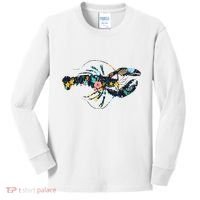 Floral Lobster Silhouette Graphic Kids Long Sleeve Shirt thumb 0