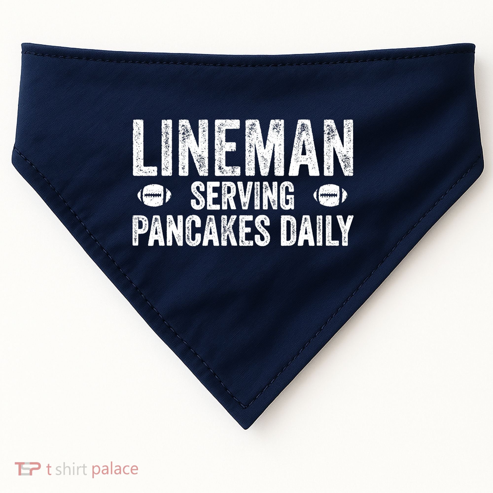 Football Lineman Serving Pancakes Daily USA-Made Doggie Bandana