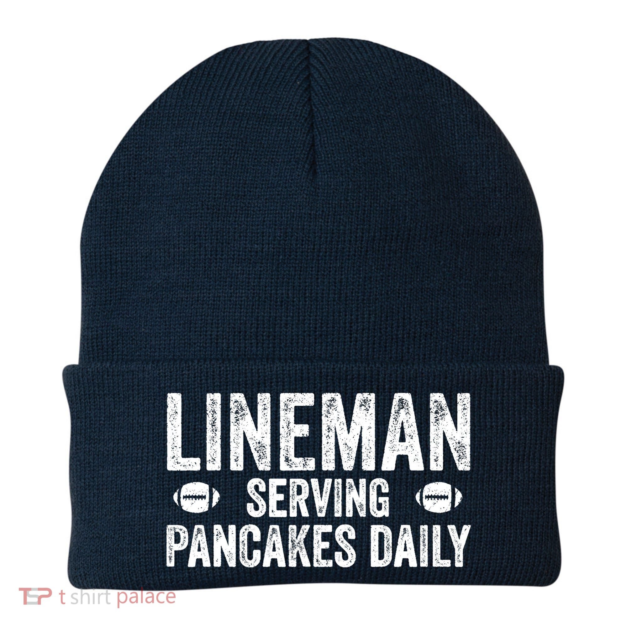Football Lineman Serving Pancakes Daily Beanie
