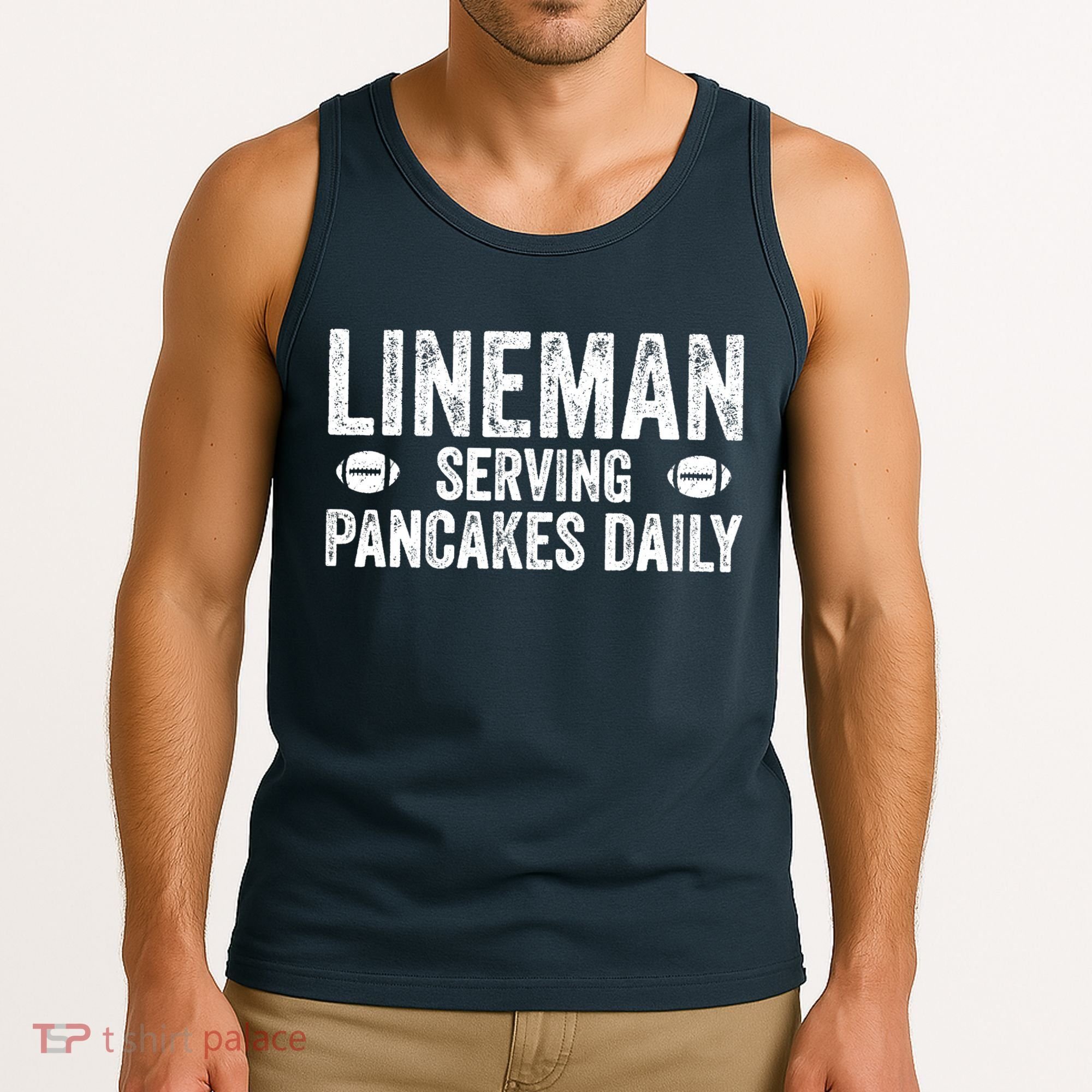 Football Lineman Serving Pancakes Daily Tank Top