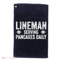 Football Lineman Serving Pancakes Daily Golf Towel thumb 0