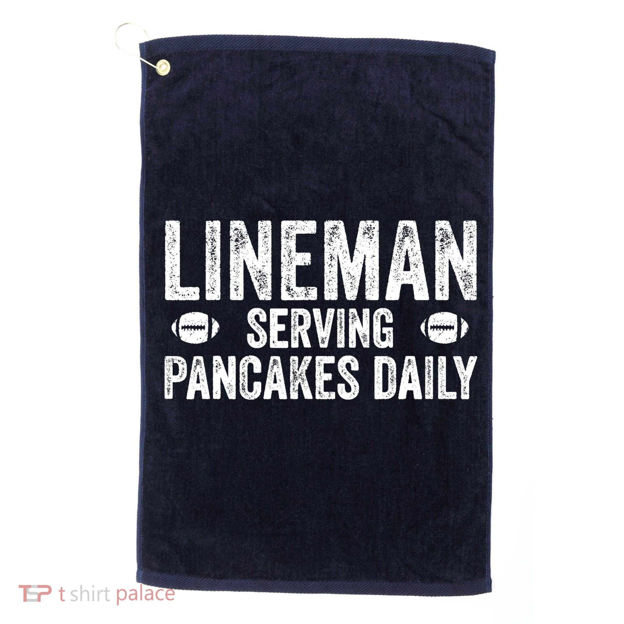 Football Lineman Serving Pancakes Daily Golf Towel