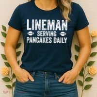 Football Lineman Serving Pancakes Daily Women's T-Shirt thumb 2