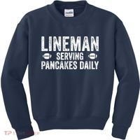 Football Lineman Serving Pancakes Daily Kids Sweatshirt thumb 0