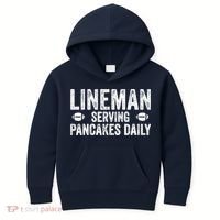 Football Lineman Serving Pancakes Daily Kids Hoodie thumb 0
