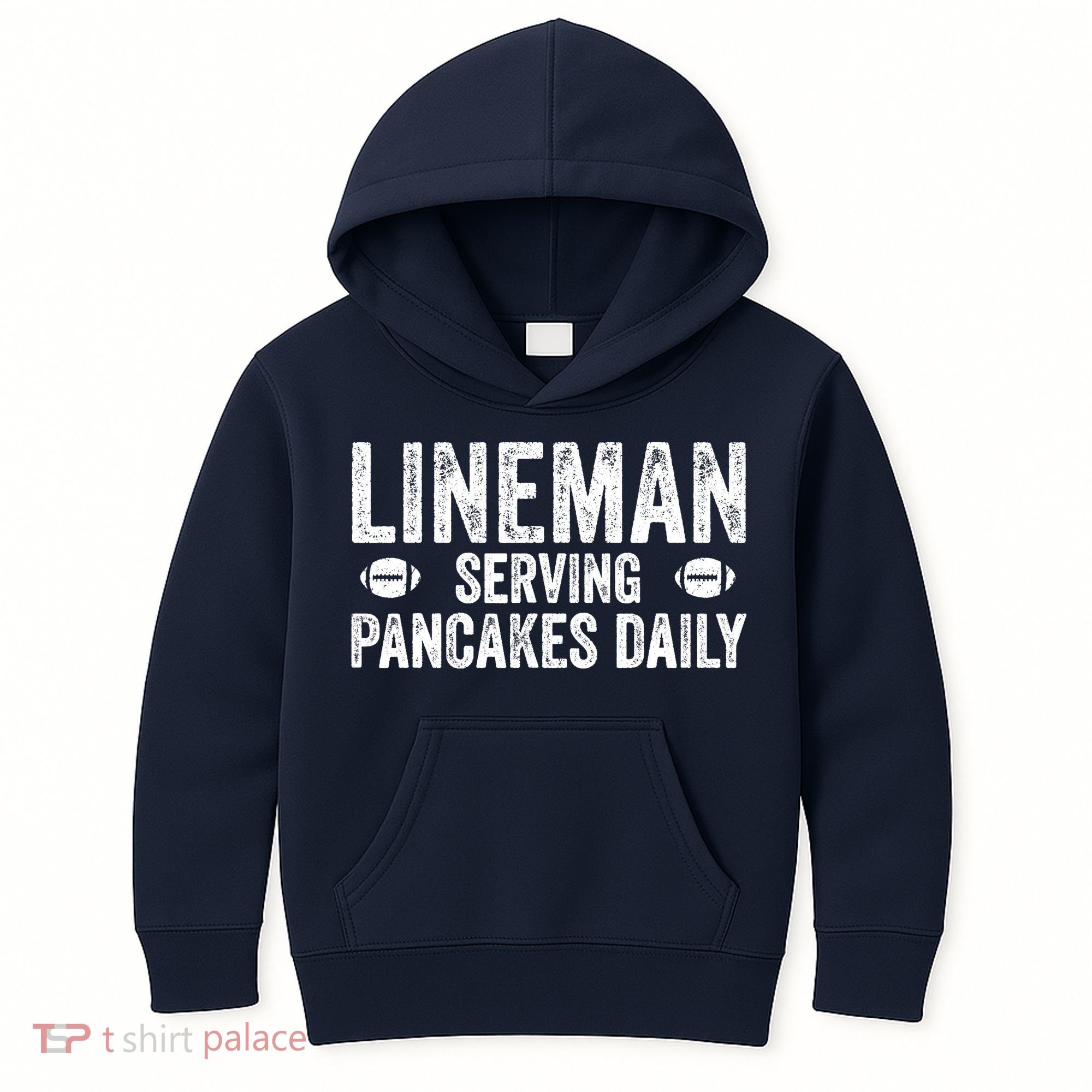 Football Lineman Serving Pancakes Daily Kids Hoodie