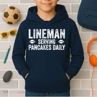 Football Lineman Serving Pancakes Daily Kids Hoodie thumb 2