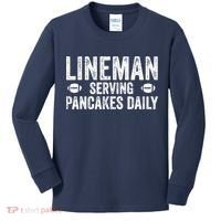 Football Lineman Serving Pancakes Daily Kids Long Sleeve Shirt thumb 0