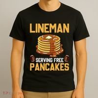 Football Lineman Serving Pancakes Daily Offensive Lineman T-Shirt thumb 3