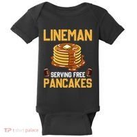 Football Lineman Serving Pancakes Daily Offensive Lineman Baby Bodysuit thumb 0
