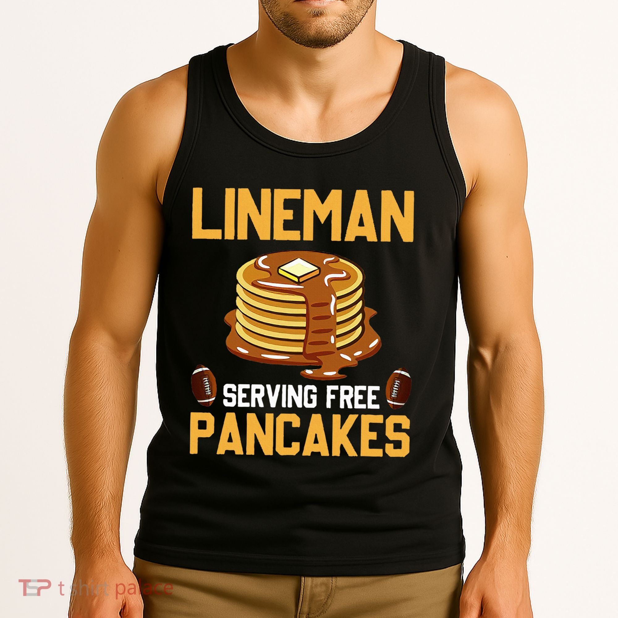 Football Lineman Serving Pancakes Daily Offensive Lineman Tank Top