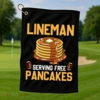 Football Lineman Serving Pancakes Daily Offensive Lineman Golf Towel thumb 1