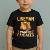 Football Lineman Serving Pancakes Daily Offensive Lineman Toddler T-Shirt thumb 2