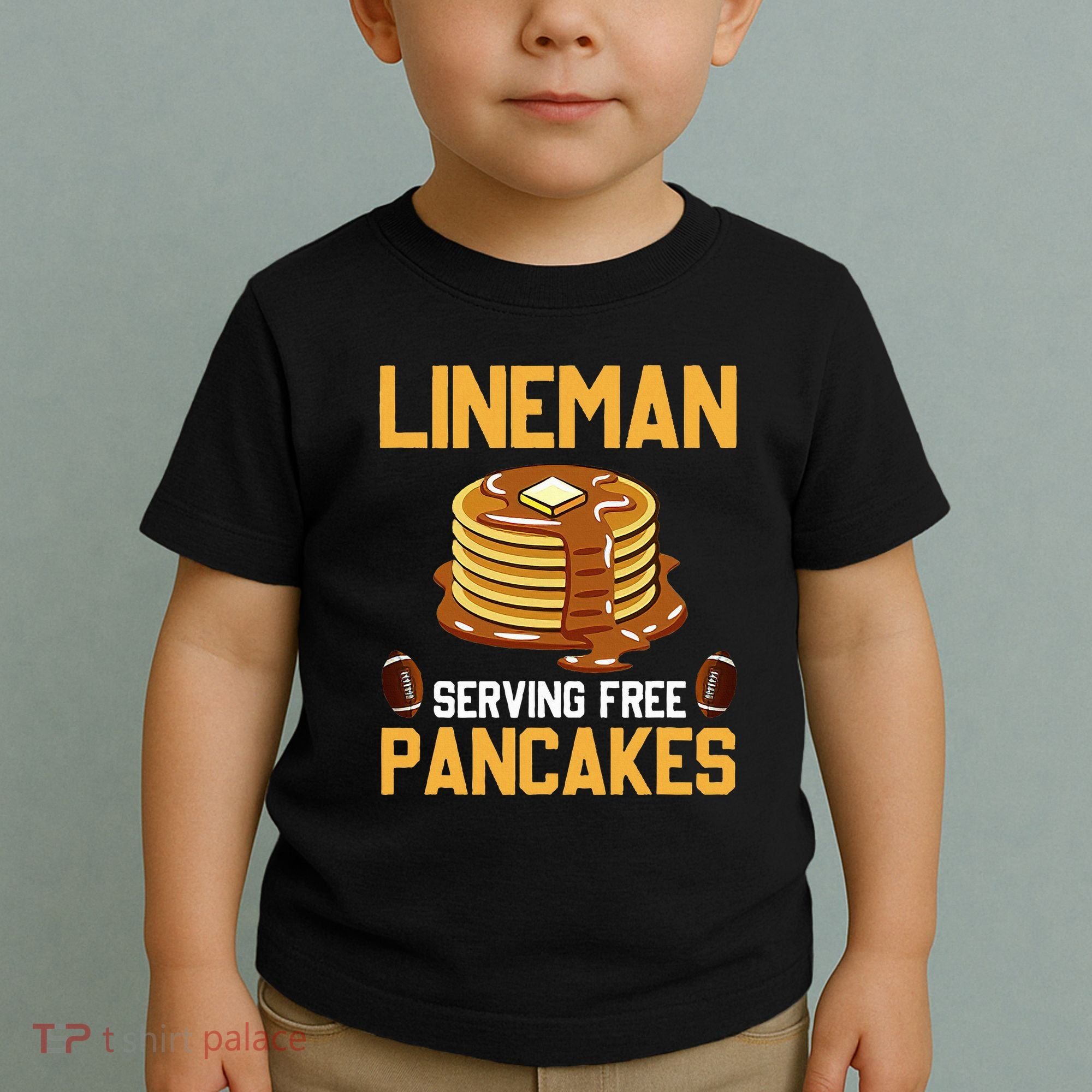Football Lineman Serving Pancakes Daily Offensive Lineman Toddler T-Shirt