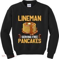 Football Lineman Serving Pancakes Daily Offensive Lineman Kids Sweatshirt thumb 0