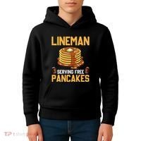 Football Lineman Serving Pancakes Daily Offensive Lineman Kids Hoodie thumb 4