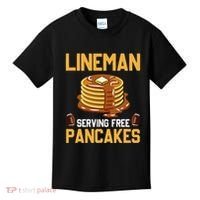 Football Lineman Serving Pancakes Daily Offensive Lineman Kids T-Shirt thumb 0