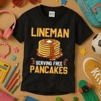 Football Lineman Serving Pancakes Daily Offensive Lineman Kids T-Shirt thumb 3