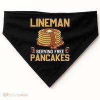 Football Lineman Serving Pancakes Daily Offensive Lineman USA-Made Doggie Bandana thumb 0