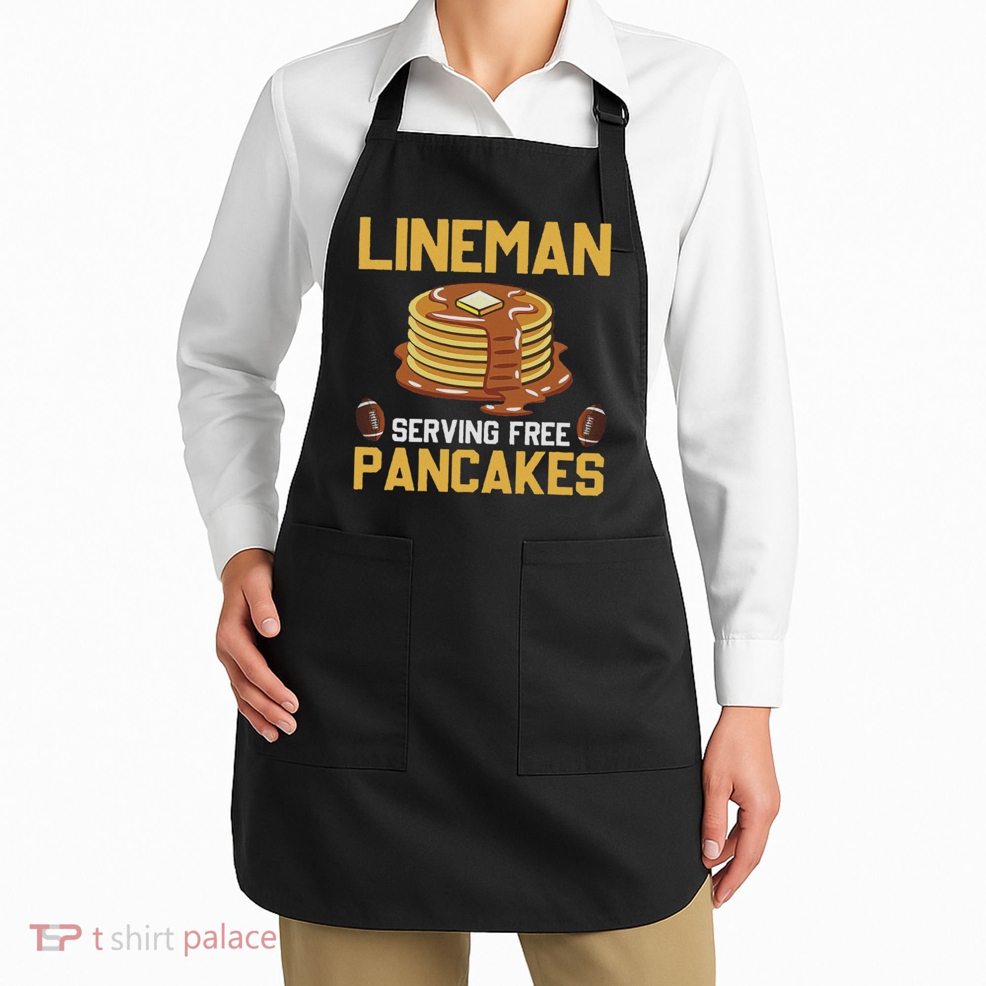 Football Lineman Serving Pancakes Daily Offensive Lineman Apron