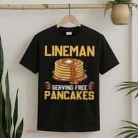Football Lineman Serving Pancakes Daily Offensive Lineman T-Shirt thumb 2