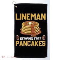 Football Lineman Serving Pancakes Daily Offensive Lineman Golf Towel thumb 0