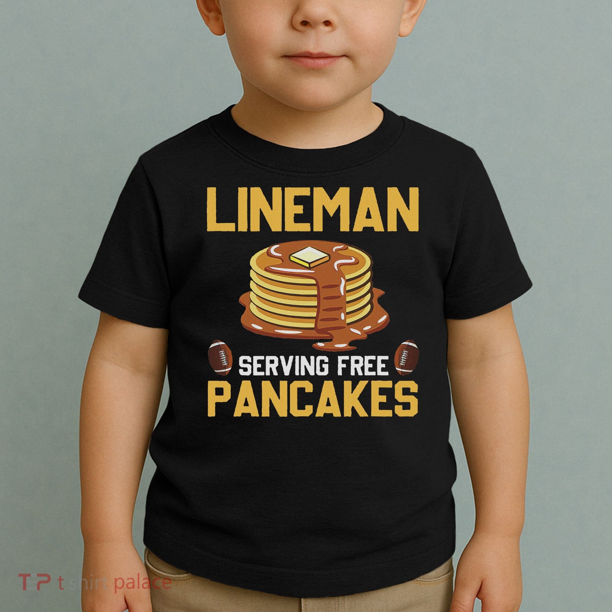 Football Lineman Serving Pancakes Daily Offensive Lineman Toddler T-Shirt
