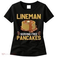 Football Lineman Serving Pancakes Daily Offensive Lineman Women's T-Shirt thumb 0