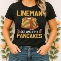 Football Lineman Serving Pancakes Daily Offensive Lineman Women's T-Shirt thumb 2