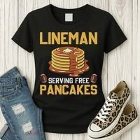 Football Lineman Serving Pancakes Daily Offensive Lineman Women's T-Shirt thumb 3