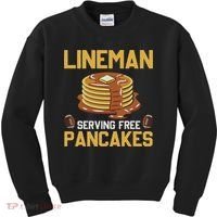 Football Lineman Serving Pancakes Daily Offensive Lineman Kids Sweatshirt thumb 0