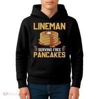 Football Lineman Serving Pancakes Daily Offensive Lineman Kids Hoodie thumb 4