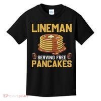 Football Lineman Serving Pancakes Daily Offensive Lineman Kids T-Shirt thumb 0