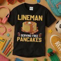 Football Lineman Serving Pancakes Daily Offensive Lineman Kids T-Shirt thumb 3