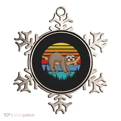 Funny Lazy Sloth Retro Sunset 1 Ornament