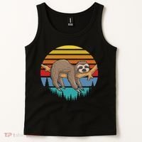 Funny Lazy Sloth Retro Sunset 1 Tank Top thumb 2