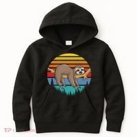 Funny Lazy Sloth Retro Sunset 1 Kids Hoodie thumb 0