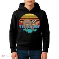 Funny Lazy Sloth Retro Sunset 1 Kids Hoodie thumb 4