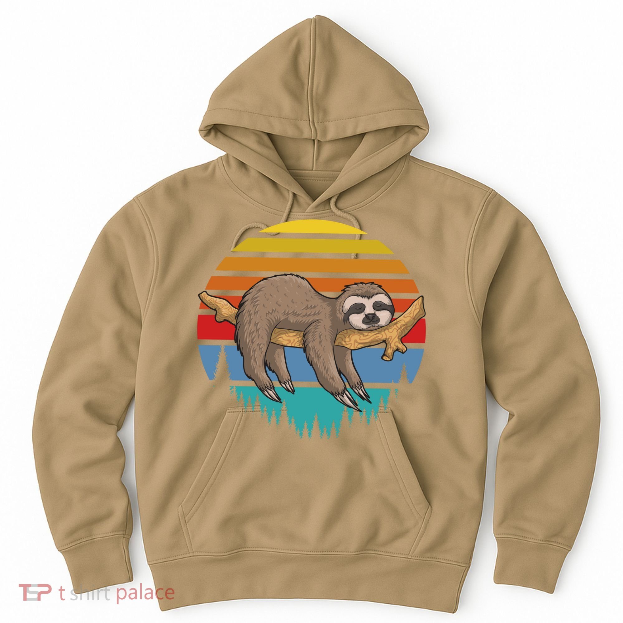 Funny Lazy Sloth Retro Sunset 1 Hoodie