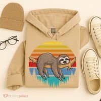 Funny Lazy Sloth Retro Sunset 1 Hoodie thumb 4